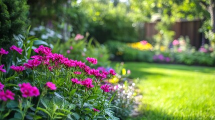 ornamental plant with pink flowers in cool yard