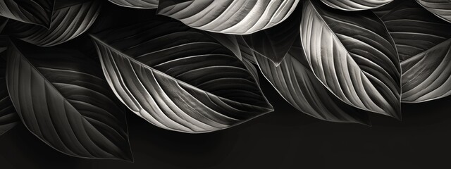 Stylishly designed abstract leaves. The leaves are drawn in dark black, creating a luxurious and elegant feel.