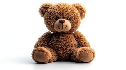 Obraz premium Cute Teddy Bear Sitting on White Background