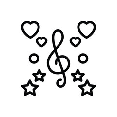 Black line icon for music