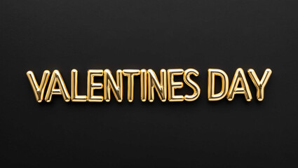 Fototapeta premium valentines day word gold metallic shiny lettering on plain black background