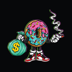 weed smoking character cartoon mascot logo leaf face happy with fruit strain object