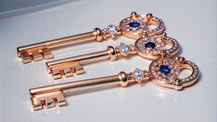  a golden key set with sapphires