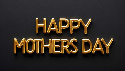 Obraz premium happy mothers day word gold metallic shiny lettering on plain black background