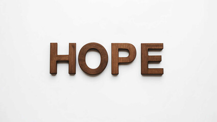 Fototapeta premium hope word brown wood letters on plain white background