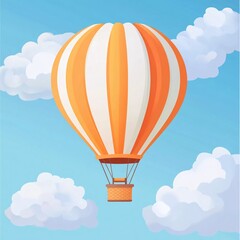 hot air balloon in the sky above the clouds. Children's card in flat design. Nice vector illustration