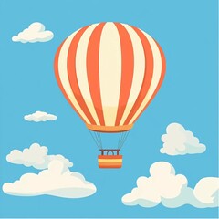 hot air balloon in the sky above the clouds. Children's card in flat design. Nice vector illustration