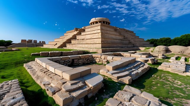 The ancient Indus Valley ruins of Mohenjo-daro, an archaeological site in Pakistan that unveils the sophistication of early urban planning, 