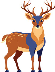 Obraz premium Vector art illustration of a deer with prominent horns, standing gracefully on a lush green background