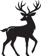 Obraz premium A silhouette of a deer with horns, set against a vibrant green background, showcasing elegant vector art design