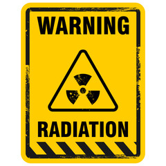 Warning, Radiation sign and sticker vector