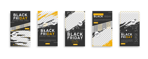 Fototapeta premium Black friday sale social media post design template. Suitable for social media, flyers, banner, and web.