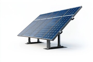 A solar panel with tracking system efficiently captures sunlight for energy. Its modern design showcases sustainability and innovation.