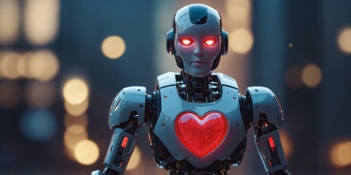 Artificial intelligence robot with a heart.