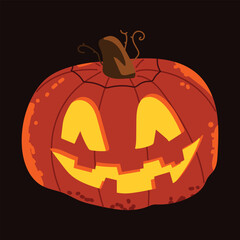 Halloween night pumpkin lantern vector cartoon illustration isolated on a white background.