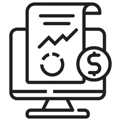 Single financial report icon with outline design