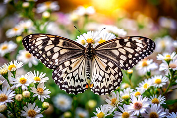 Fototapeta premium Art Deco Butterfly with Floral Accents A Timeless Fusion of Elegance and Nature