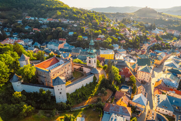 City of Banska Stiavnica with old castle and square,  UNESCO, Slovakia. Old Slovakia mining town of...