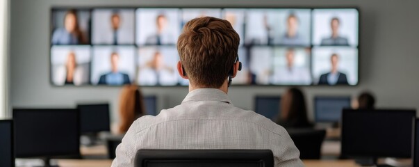 Need-based scholarships for virtual corporate training, diverse professionals in tailored courses, high-tech virtual conference room, career advancement focus