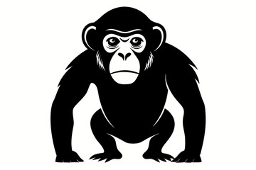 Chimpanzee Silhouette, Chimpanzee monkey silhouette vector