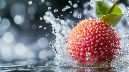 Vibrant Strawberry Splash in Refreshing Water