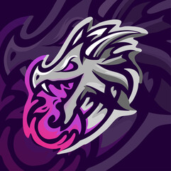 dragon head mascot for esport game or sport logo