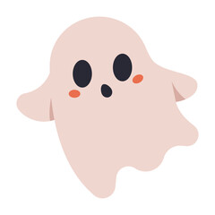 Halloween cute ghost vector cartoon icon isolated on a white background.