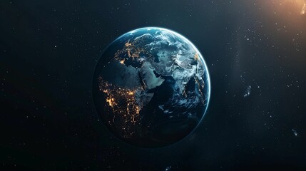 Fototapeta premium Earth from Space with City Lights and Stars