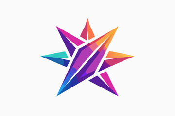 The Abstract rainbow star with arrows on white background