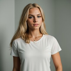 Fototapeta premium Long-Haired Blonde Beauty in Reflective Pose
