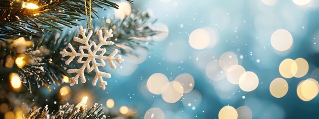 snowflake ornament dangles from its summit