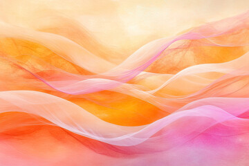 Obraz premium Abstract Soft Flowing Waves of Pink, Orange, and Yellow in a Dreamy Gradient