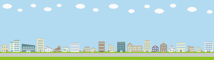 街イラスト／スクロール動画素材（カラー）