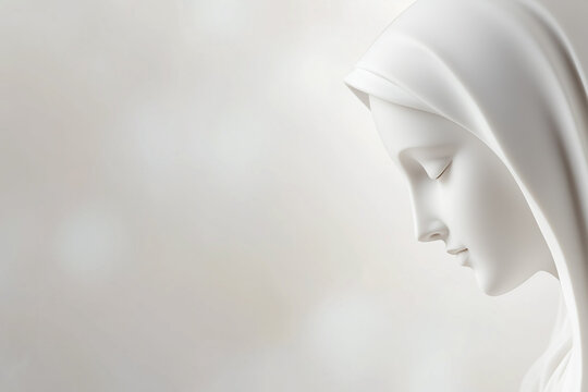White statue of the Virgin Mary, Mother of Jesus Christ, 