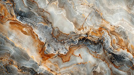 Abstract Marble Stone with Grey, White, and Orange Veins