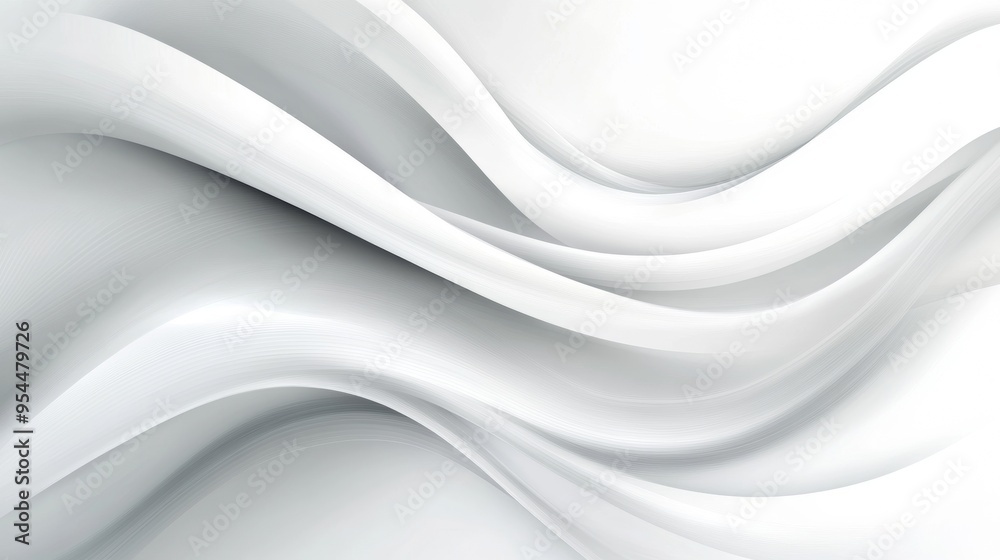 Poster Abstract white and gray gradient color curve background