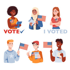 Fototapeta premium Group of USA President Election Voters, Vote 2024