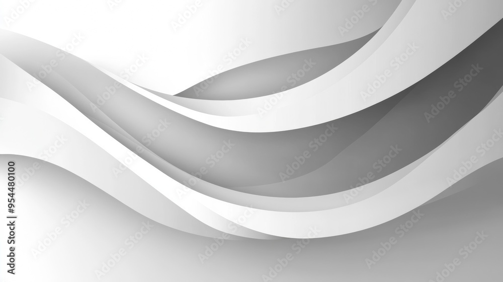 Poster Abstract white and gray gradient color curve background