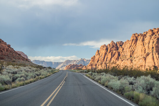Driving Through Snow Canyon St. George Traveling Road