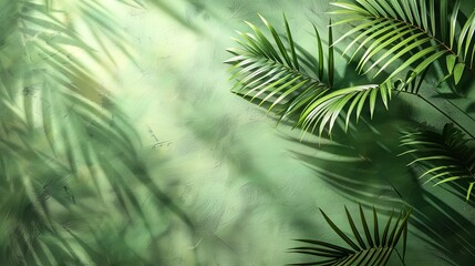 Palm Leaf Shadows on a Green Wall