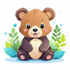 Obraz premium Bear Cute Small Cartoon Baby Animal Character 