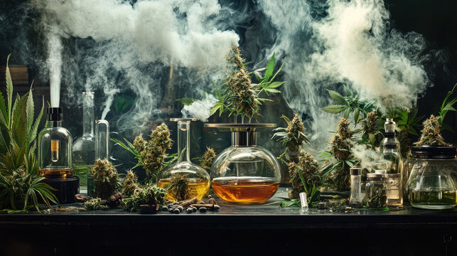 Vivid, hyper-realistic display of cannabis strains, complemented by state-of-the-art