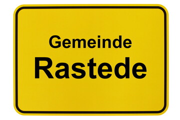 Illustration eines Ortsausgangsschildes der Gemeinde Rastede in Niedersachsen