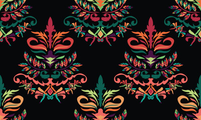 Ikat seamless pattern,geometric design,motif ethnic handmade, Ikat ethnic tribal,boho colors seamless wallpaper. for background,fabric,wrapping,clothing,wallpaper,batik,carpet,embroidery style.