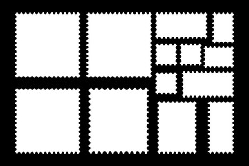 Paper frames with carved edges for photos of different shapes. Template, place your content. Photography, memories, creativity, gift, card, decorations, for advertising. Vector illustration