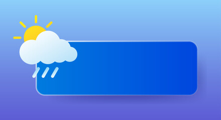 Partly rainy. Empty tile to place your content, weather forecast app or website. Cloud, lightning, sun, thunderstorm, autumn, downpour, wind, temperature, precipitation, degrees Celsius, Fahrenheit