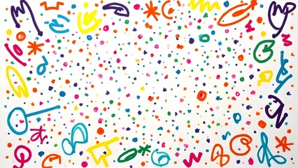 Fototapeta premium Playful Scribbles Background Bright, Chaotic Doodles on a White Canvas