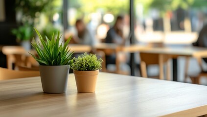 Empty Modern Café with Wooden Tables and Chairs