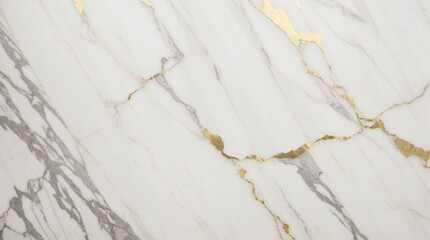 Refined white marble design with intricate grey veining and elegant golden accents 