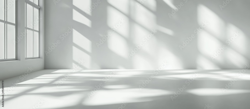 Poster 3d rendering of an abstract white studio background for product presentation featuring an empty room